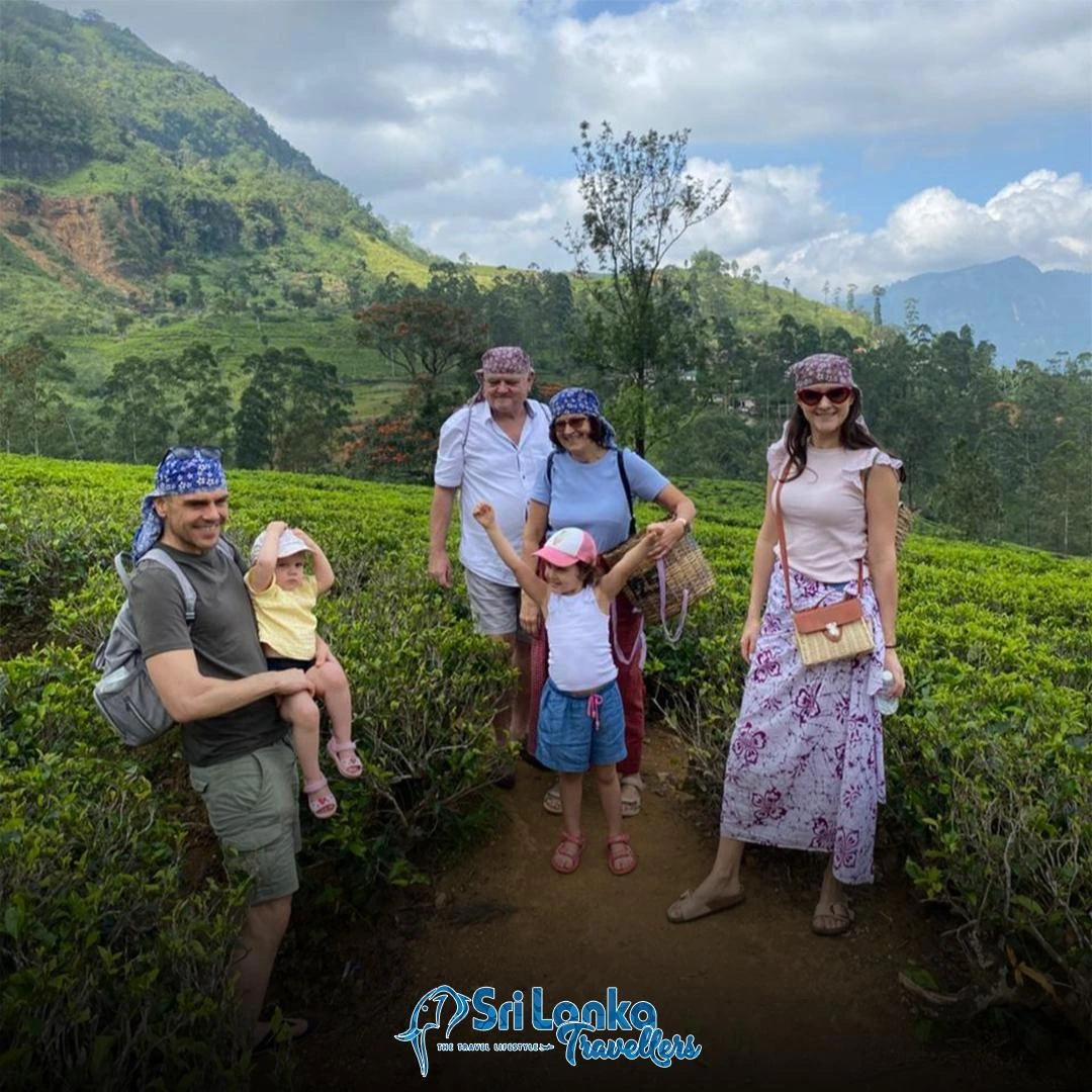 Family in a Sri Lanka tea plantation