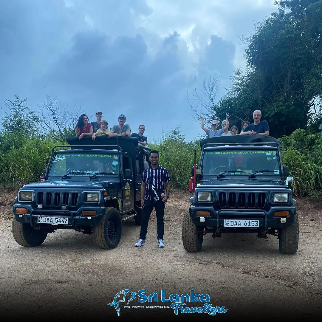Safari jeep tour group in a Sri Lanka national park